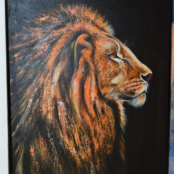 King of the Savannah – Hand-Painted African Lion Canvas